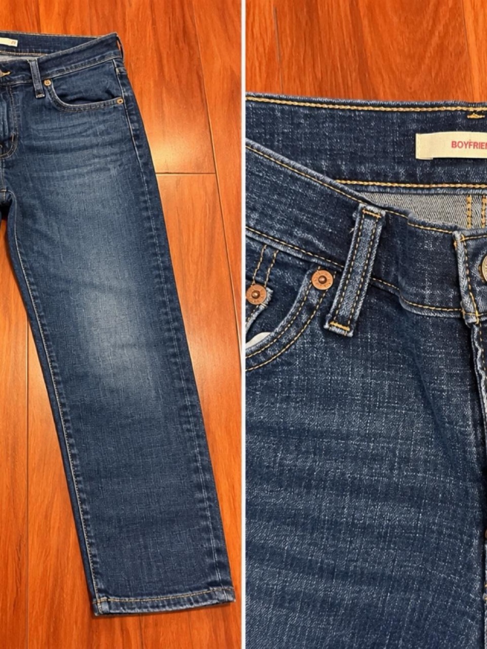 Levi's Boyfriend Jeans in Dark Blue Wash